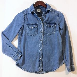 H&M Denim Button front Long Sleeve Top